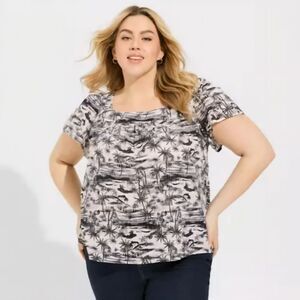 NWT Torrid | Clip Jaquard Square Neck Flutter Skeeve Jungle Toile Women 1X 14-16